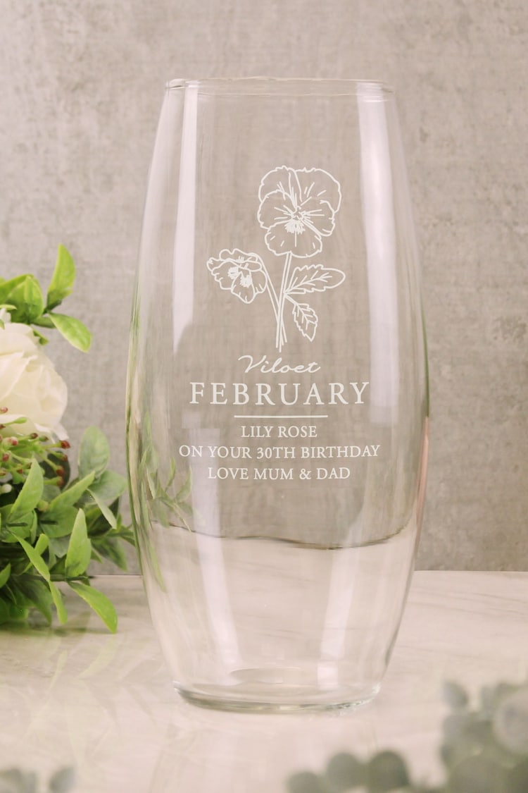 Personalised February Birth Flower Bullet Vase by PMC - Image 1 of 3