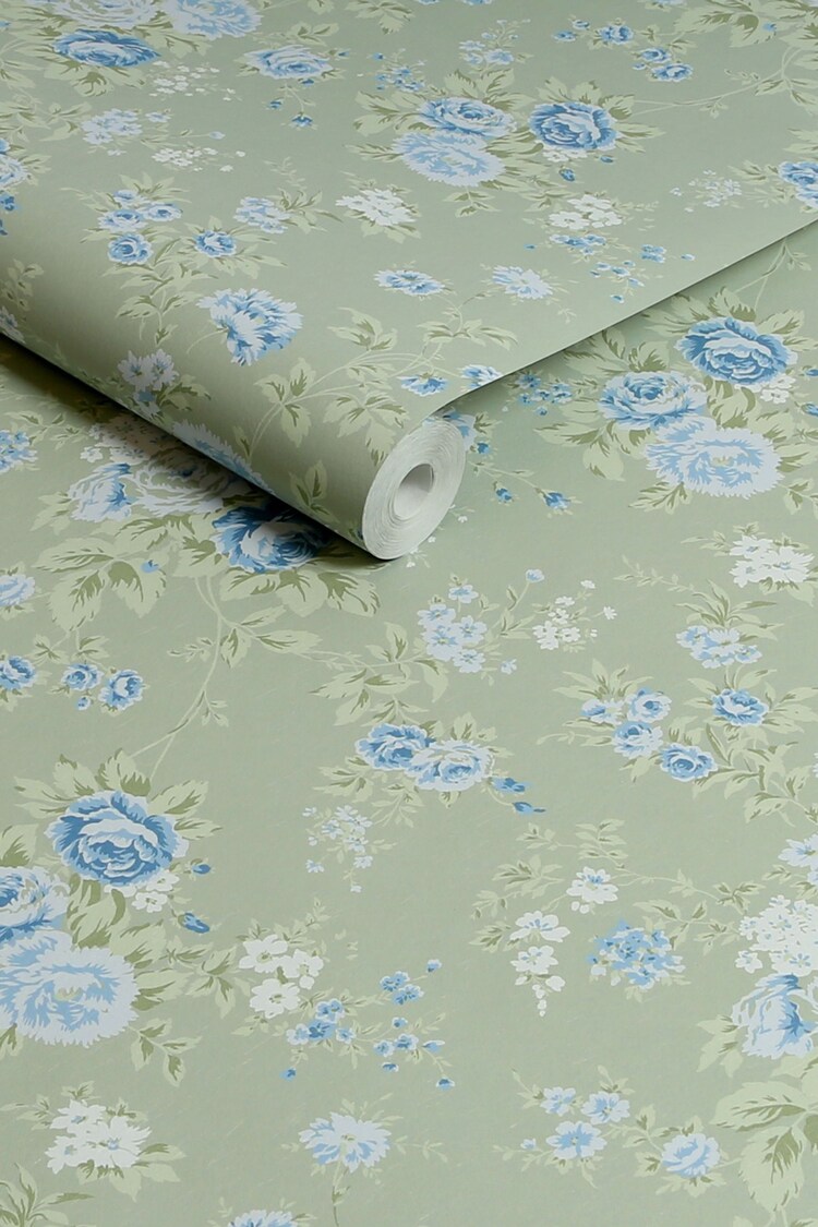 Shabby Chic by Rachel Ashwell® Sage Wild Flower 10M Wallpaper - Image 1 of 3