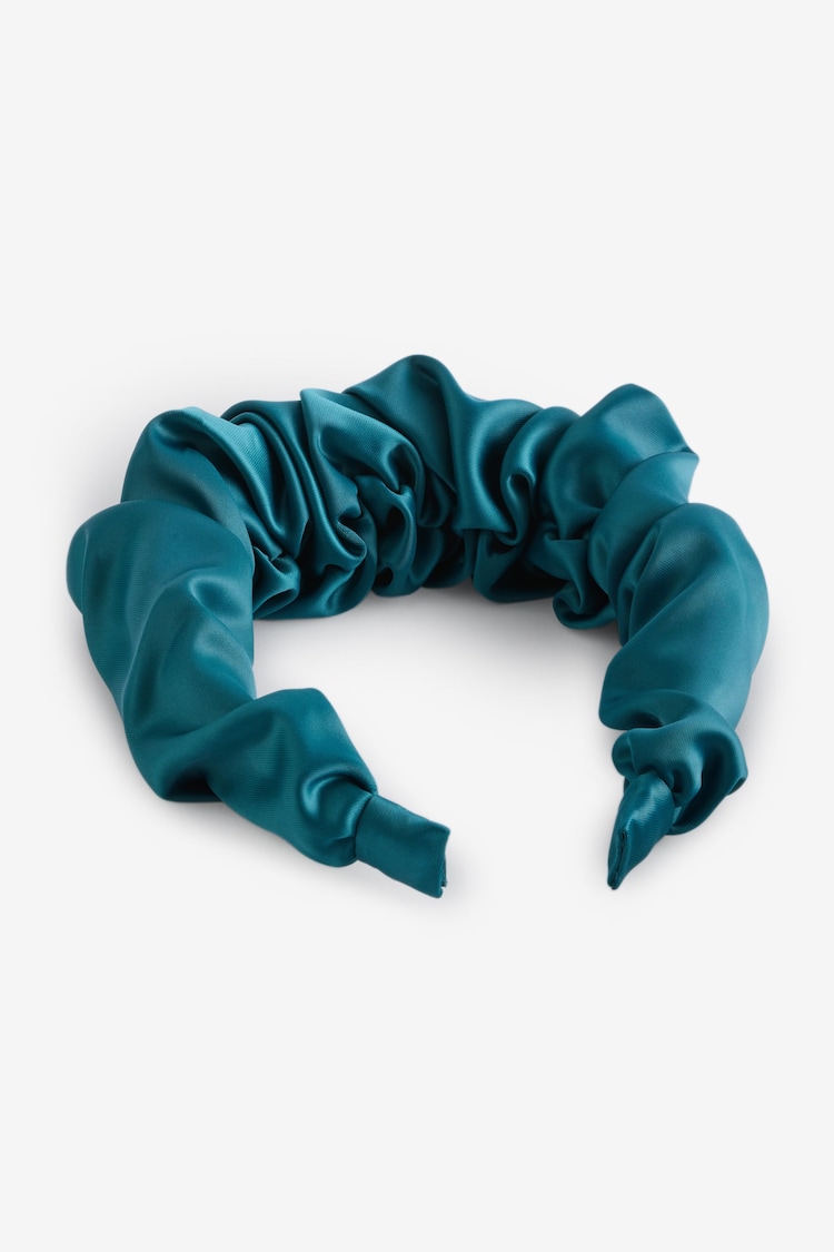 Green Satin Ruched Headband - Image 2 of 3