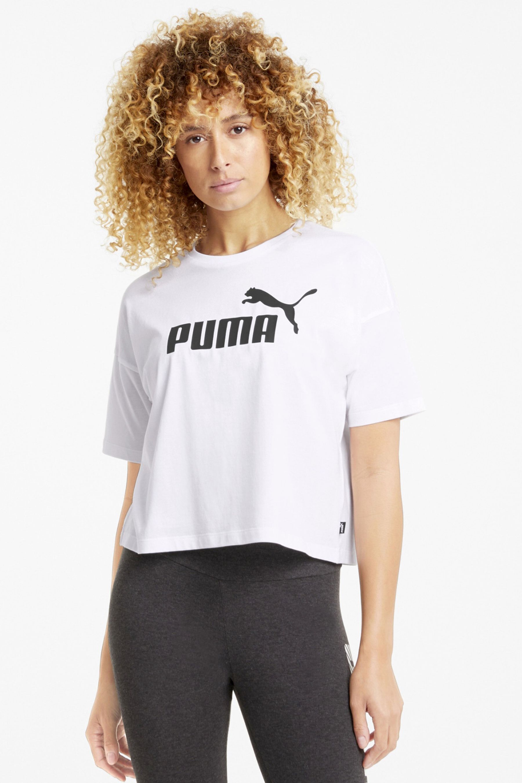 Buy Puma White Womens Essentials Logo Cropped 100 Cotton T Shirt from the Next UK online shop