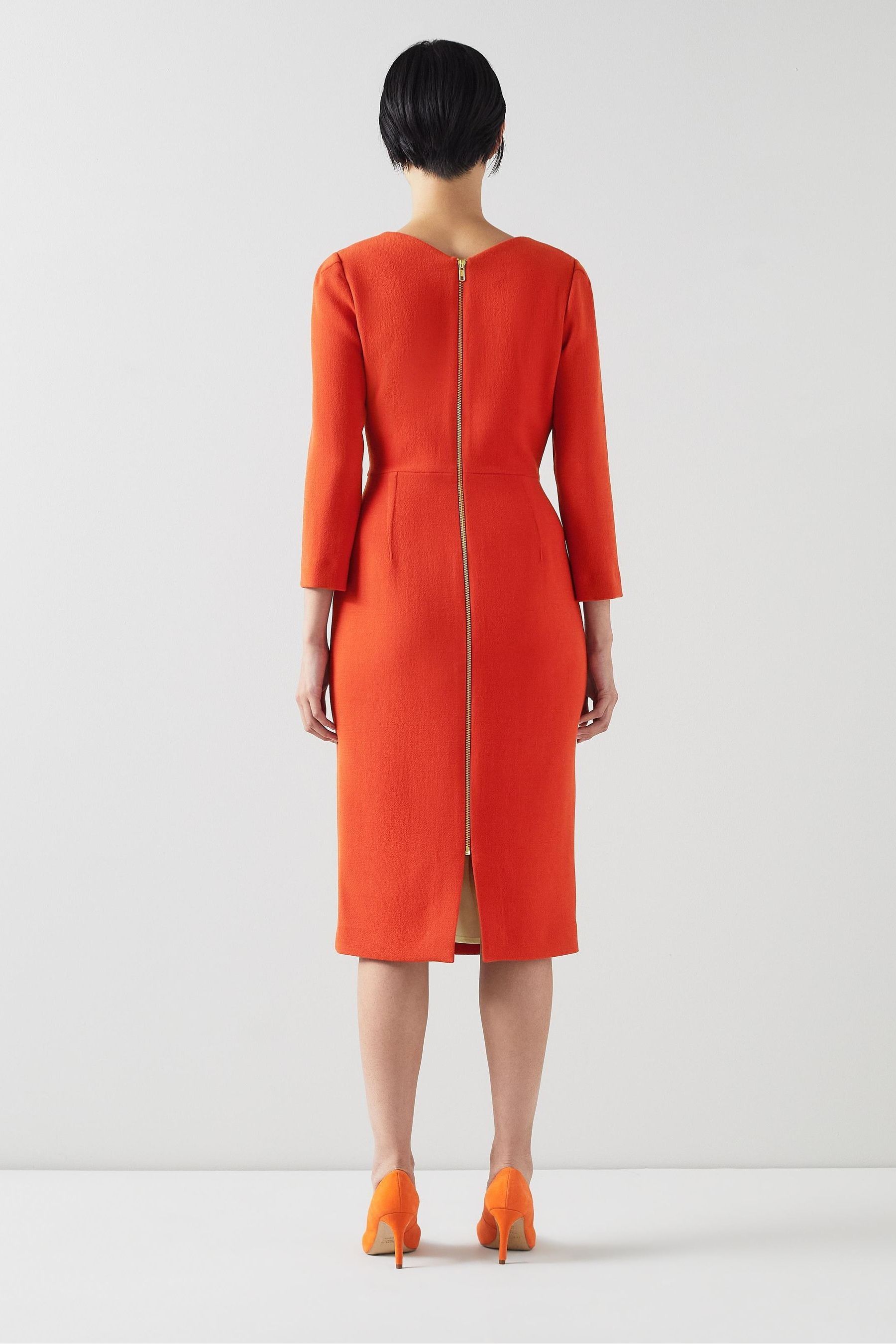 Buy LK Bennett Orange Alexis Wool Crepe Shift Dress from Next USA