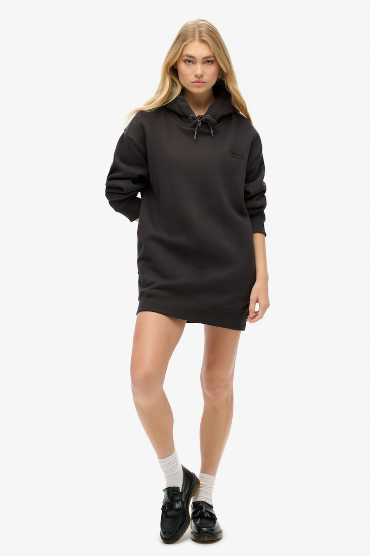 Superdry Bison Black Essential Hooded Sweat Dress - Image 2 of 5