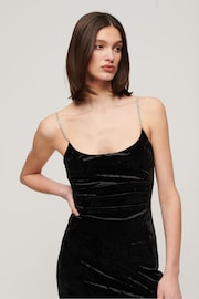 Superdry Black Diamonte Velvet Maxi Dress - Image 3 of 7