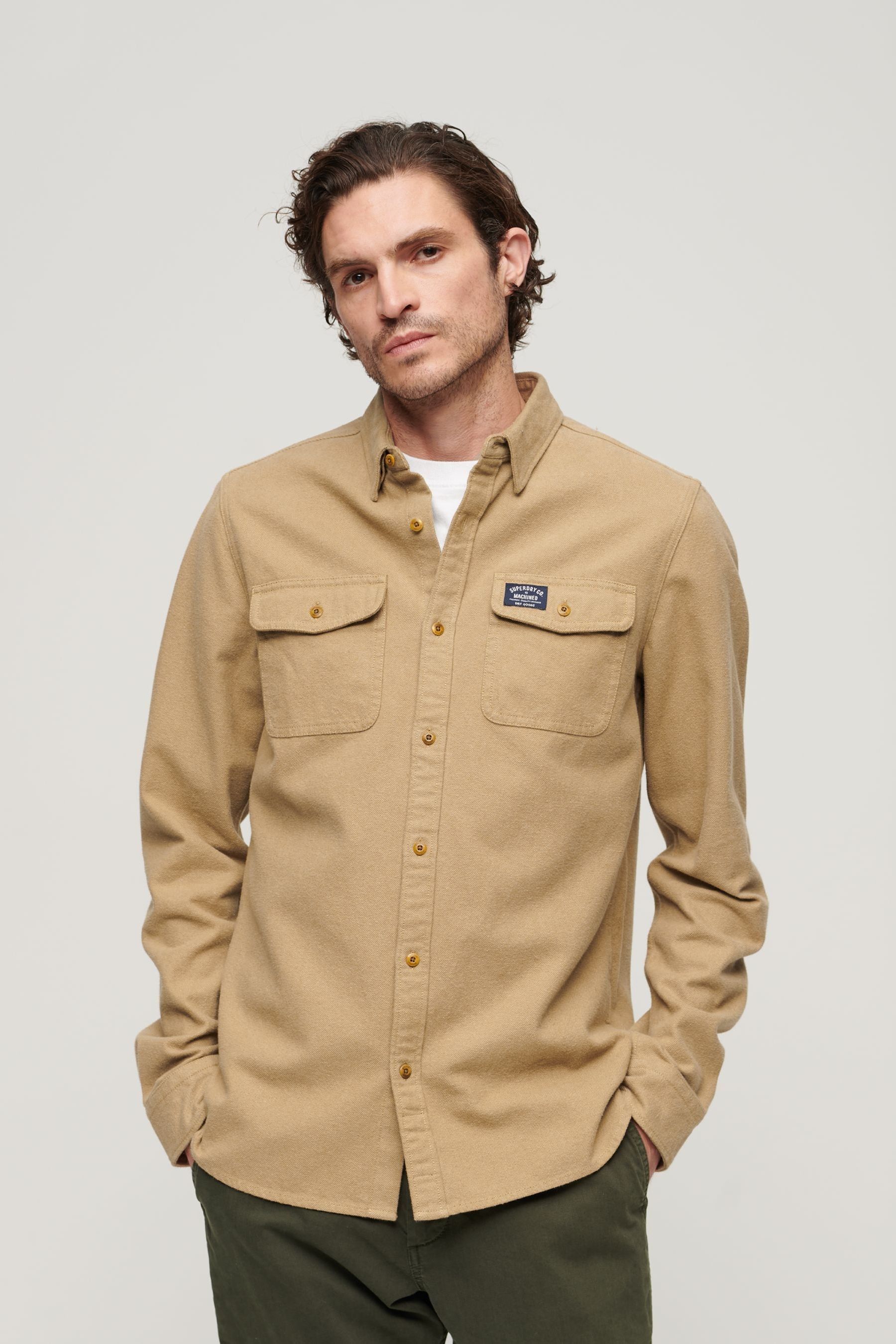 Buy Superdry Sandstone Brown 100 Cotton Trailsman Flannel Shirt from Next Luxembourg