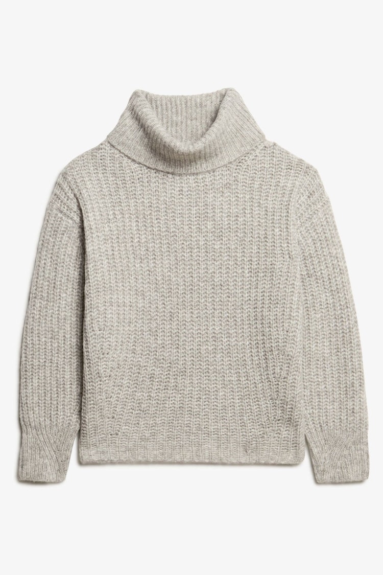 Superdry Heather Grey Twist Brushed Rib Slouch Nk Jumper - Image 5 of 5