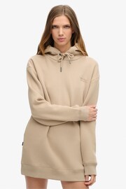 Superdry Cobblestone Grey Essential Hooded Sweat Dress - Image 1 of 4