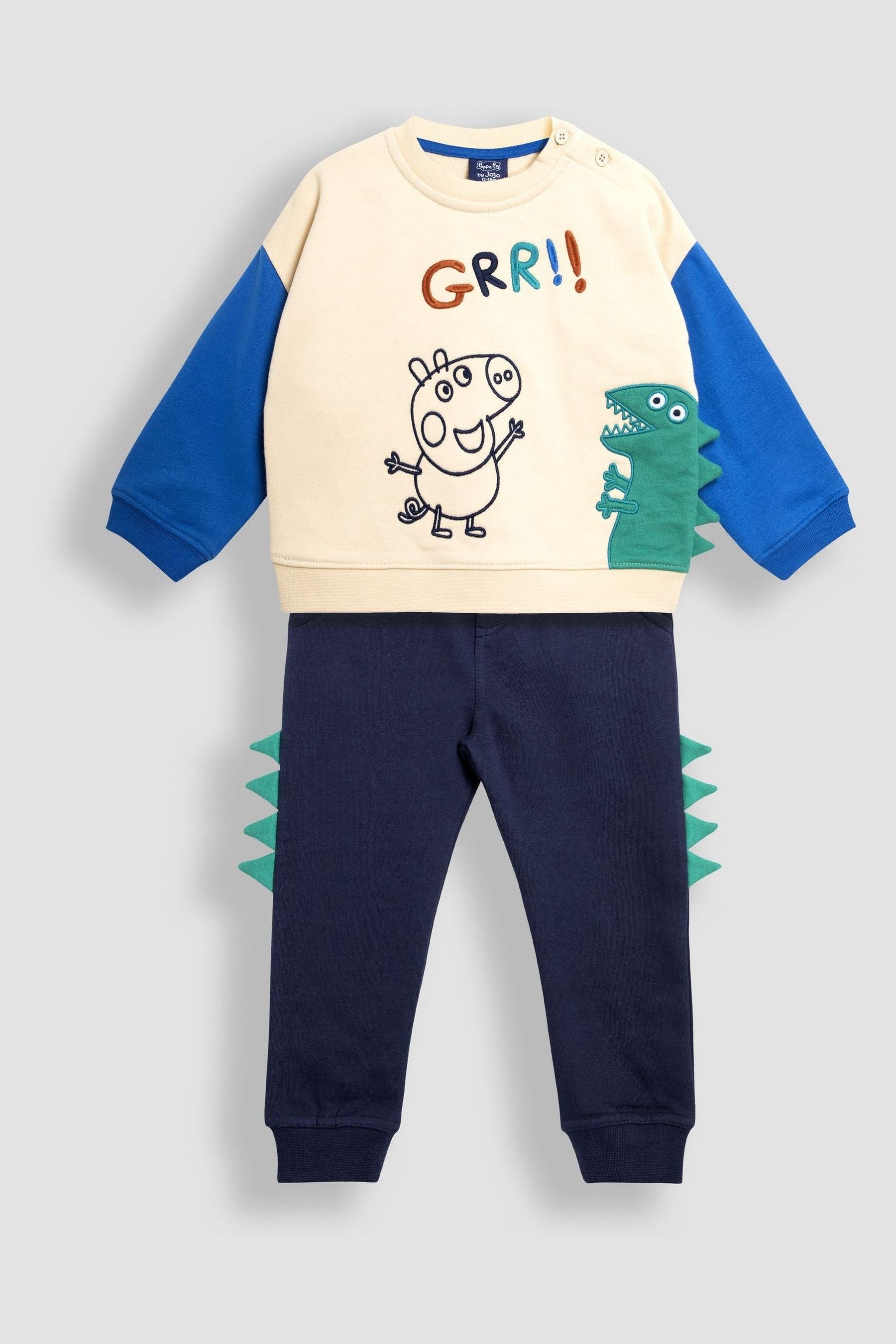 JoJo Maman Bébé Navy Peppa Pig Appliqué Sweatshirt & Joggers Set