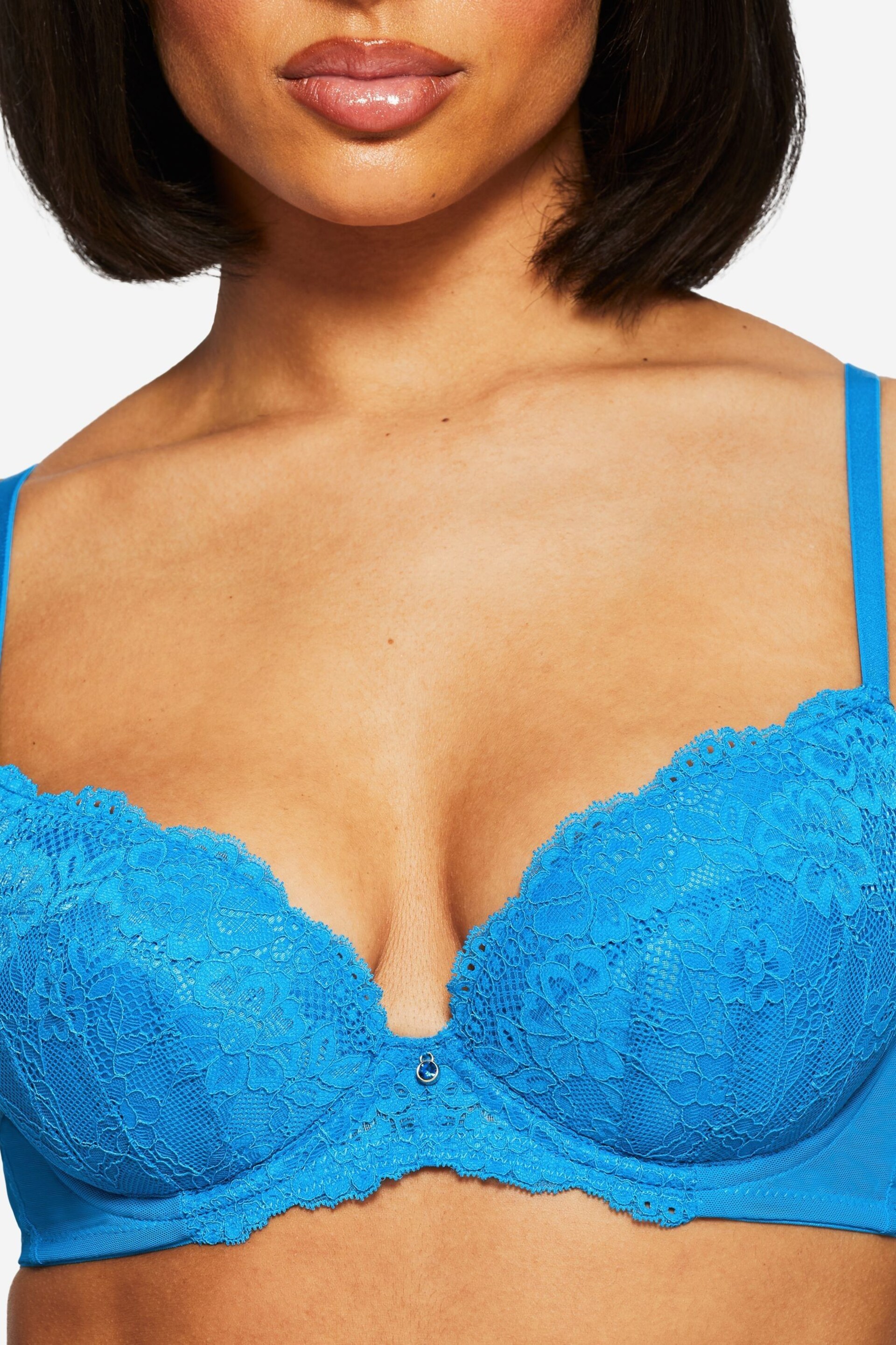 Ann Summers Blue Sexy Lace Planet Padded Plunge Bra - Image 3 of 5