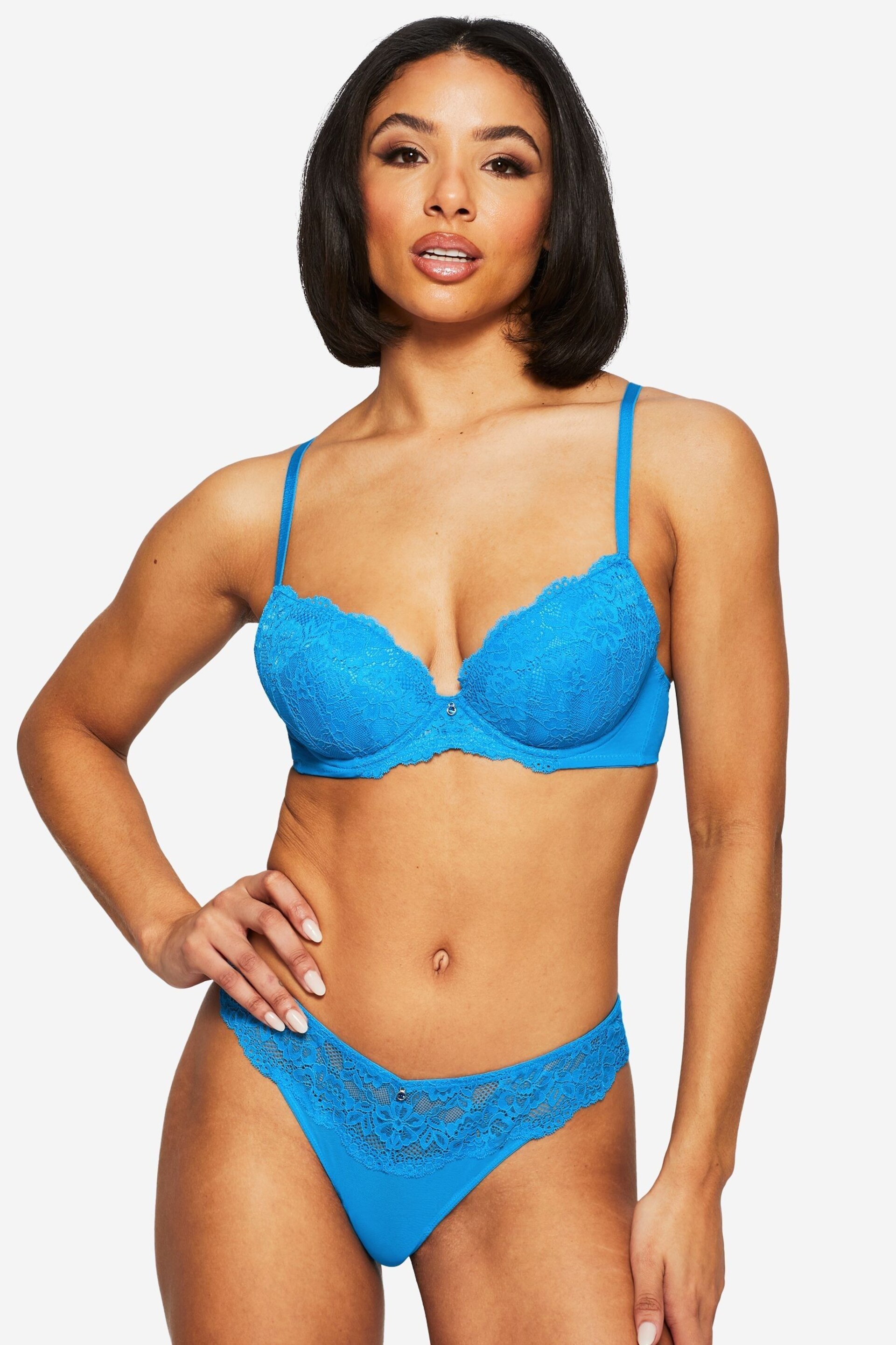 Ann Summers Blue Sexy Lace Planet Padded Plunge Bra - Image 4 of 5