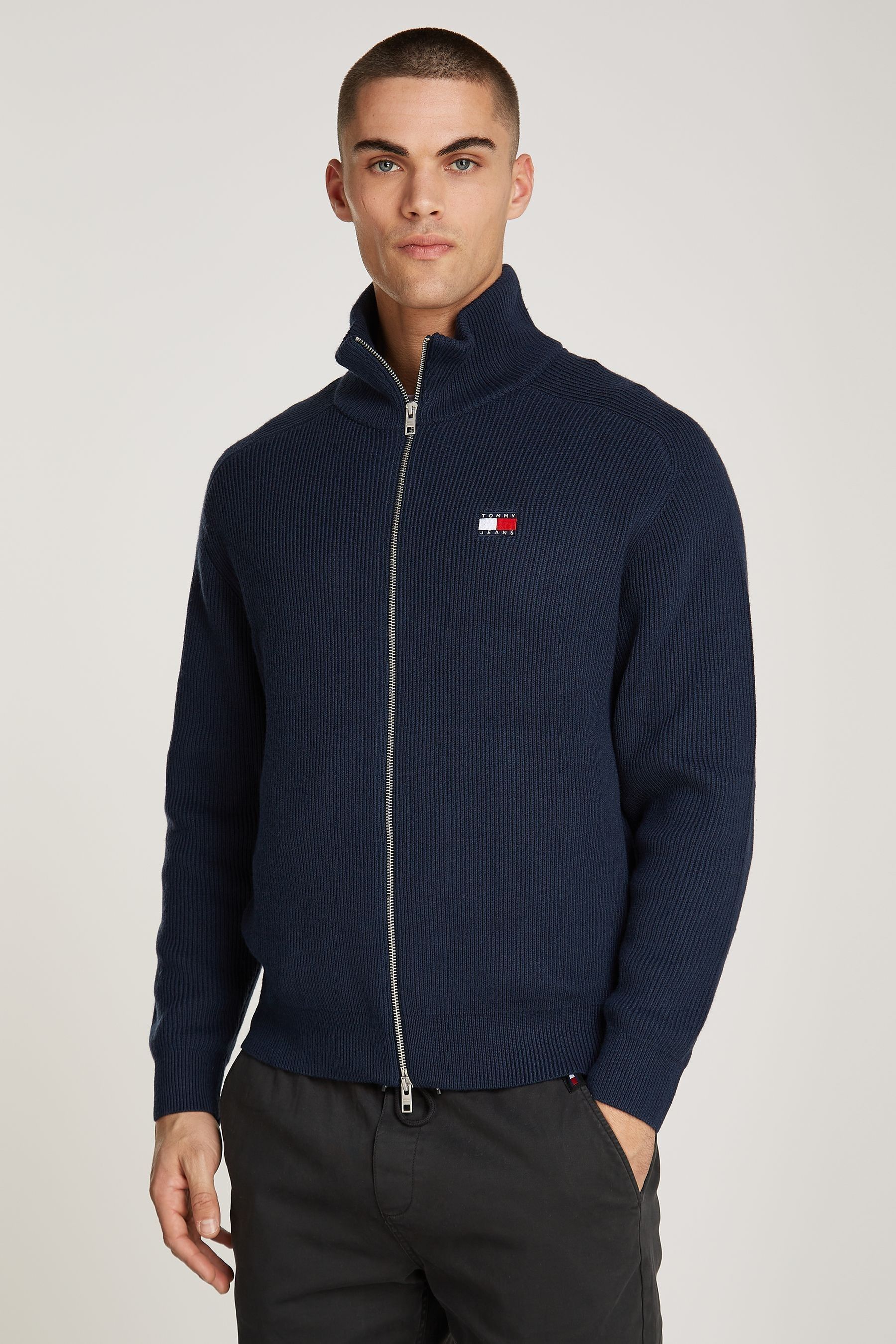 Tommy Jeans Blue Relaxed Zip Sweater X Small Mens