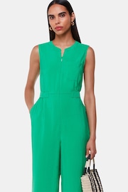 Whistles Green Josie Zip Front Jumpsuit - Image 1 of 4