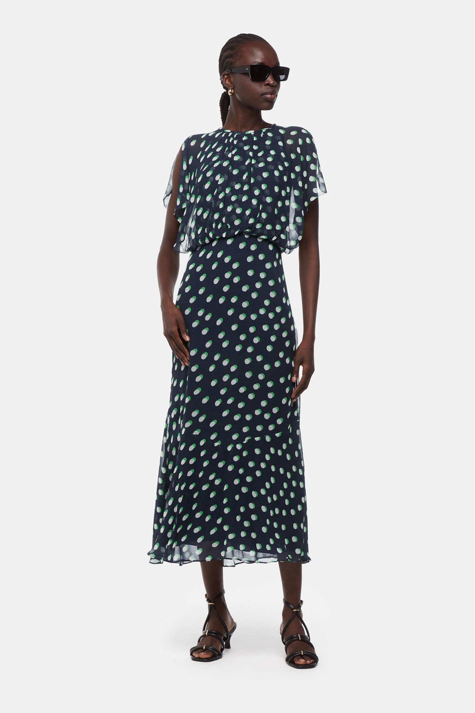 Buy Whistles Blue Moon Spot Print Midi Dress from Next Luxembourg