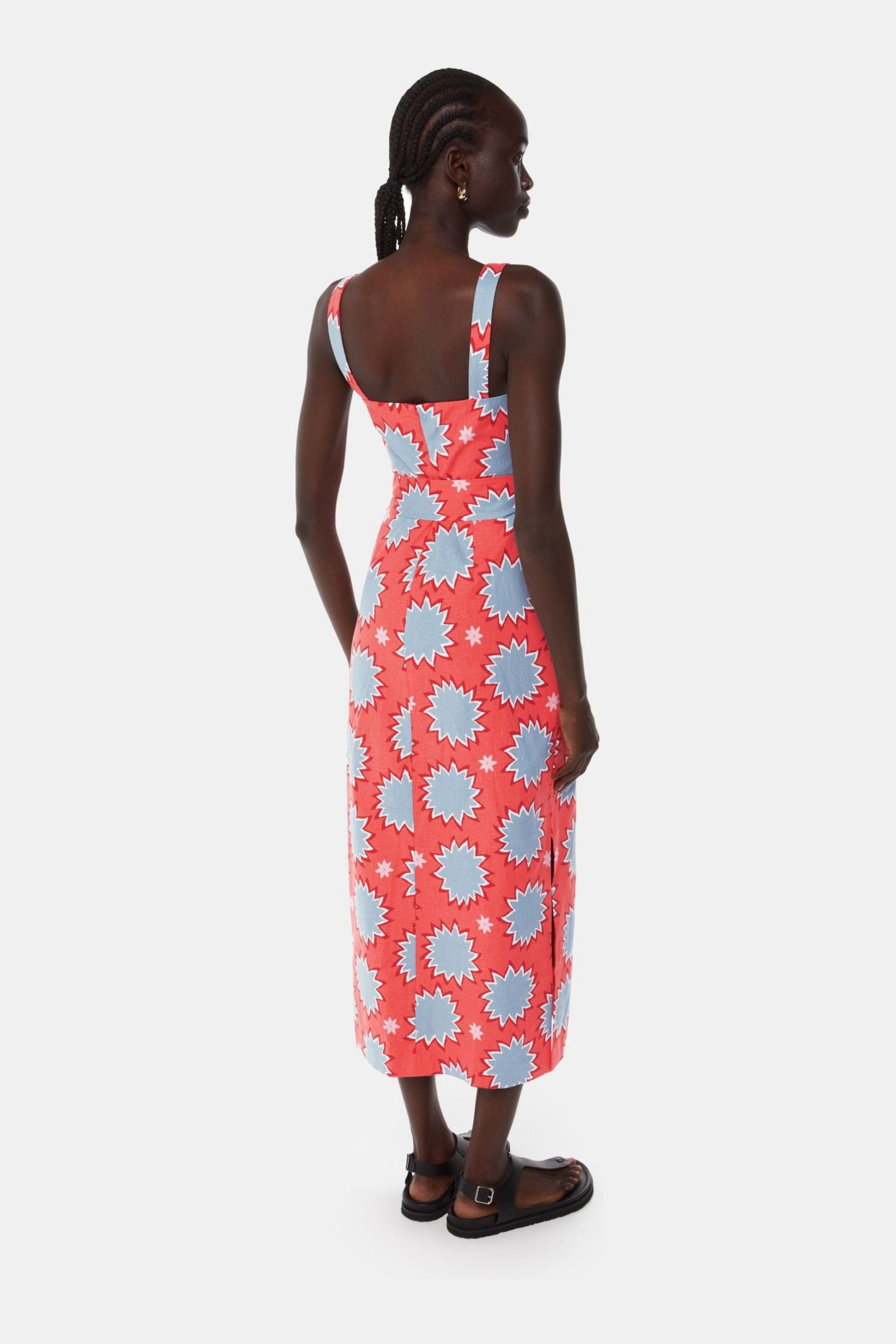 Buy Whistles Orange Sunburst Linen Blend Dress from Next Luxembourg