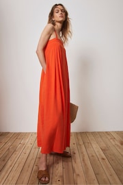 Mint Velvet Orange Floral Midi Dress - Image 2 of 4
