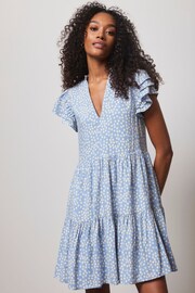 Mint Velvet Blue Spot Print Tiered Mini Dress - Image 1 of 6