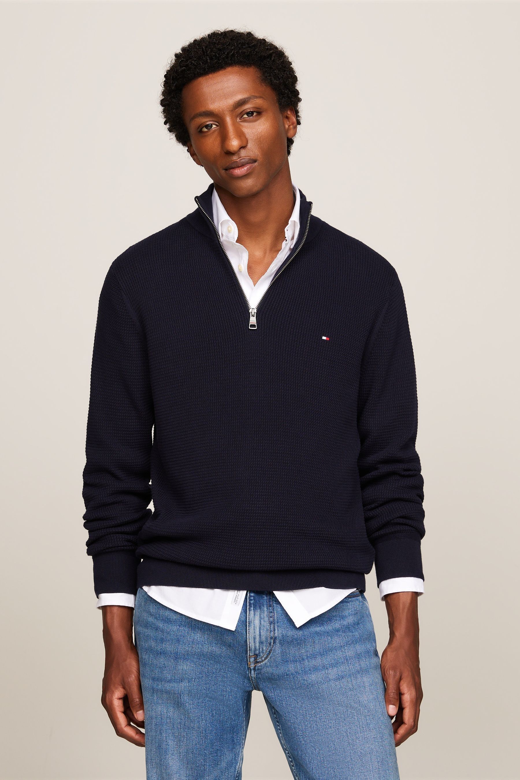 Buy Tommy Hilfiger Blue Refined Structure Crew Neck Sweater from Next Canada