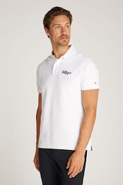 Tommy Hilfiger White Regular Fit Chainstitch Polo Shirt - Image 1 of 6