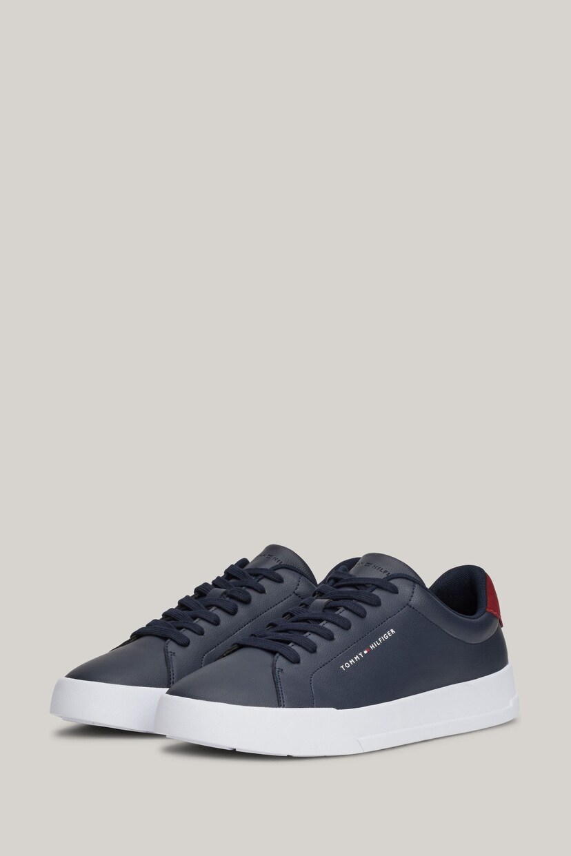 Tommy Hilfiger Blue TH Court Leather Grain Essential Trainers - Image 6 of 7