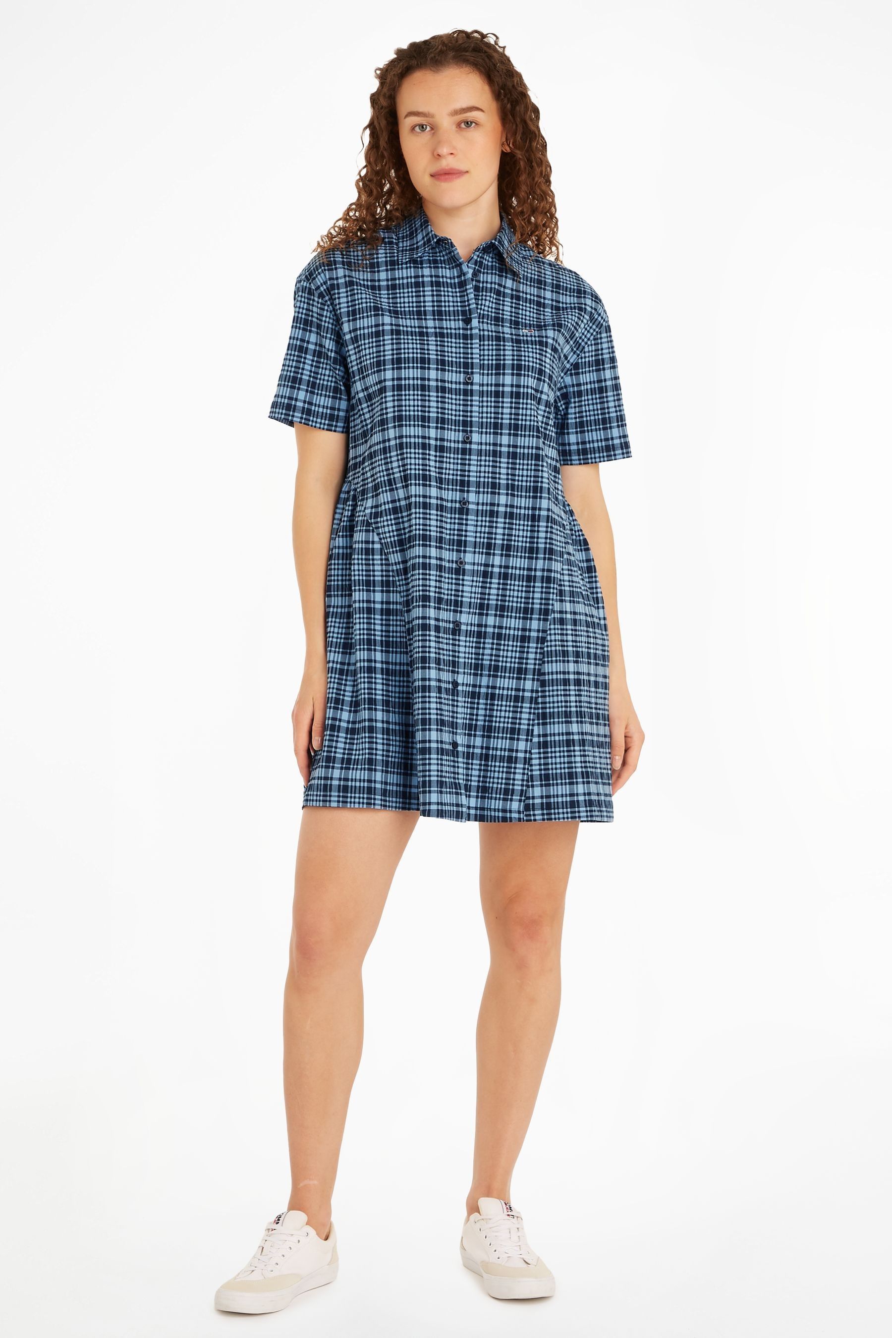Tommy Jeans Red Tartan Checkered Shirt Dress