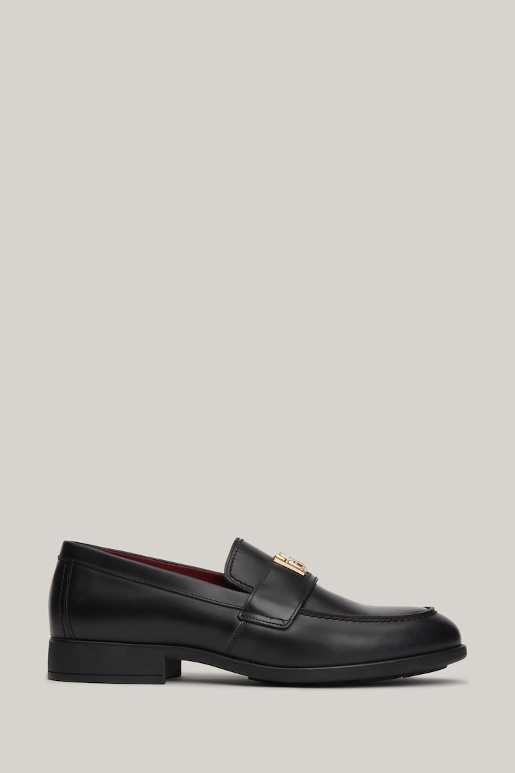 Tommy Hilfiger Black Leather Classic Loafers - Image 1 of 8