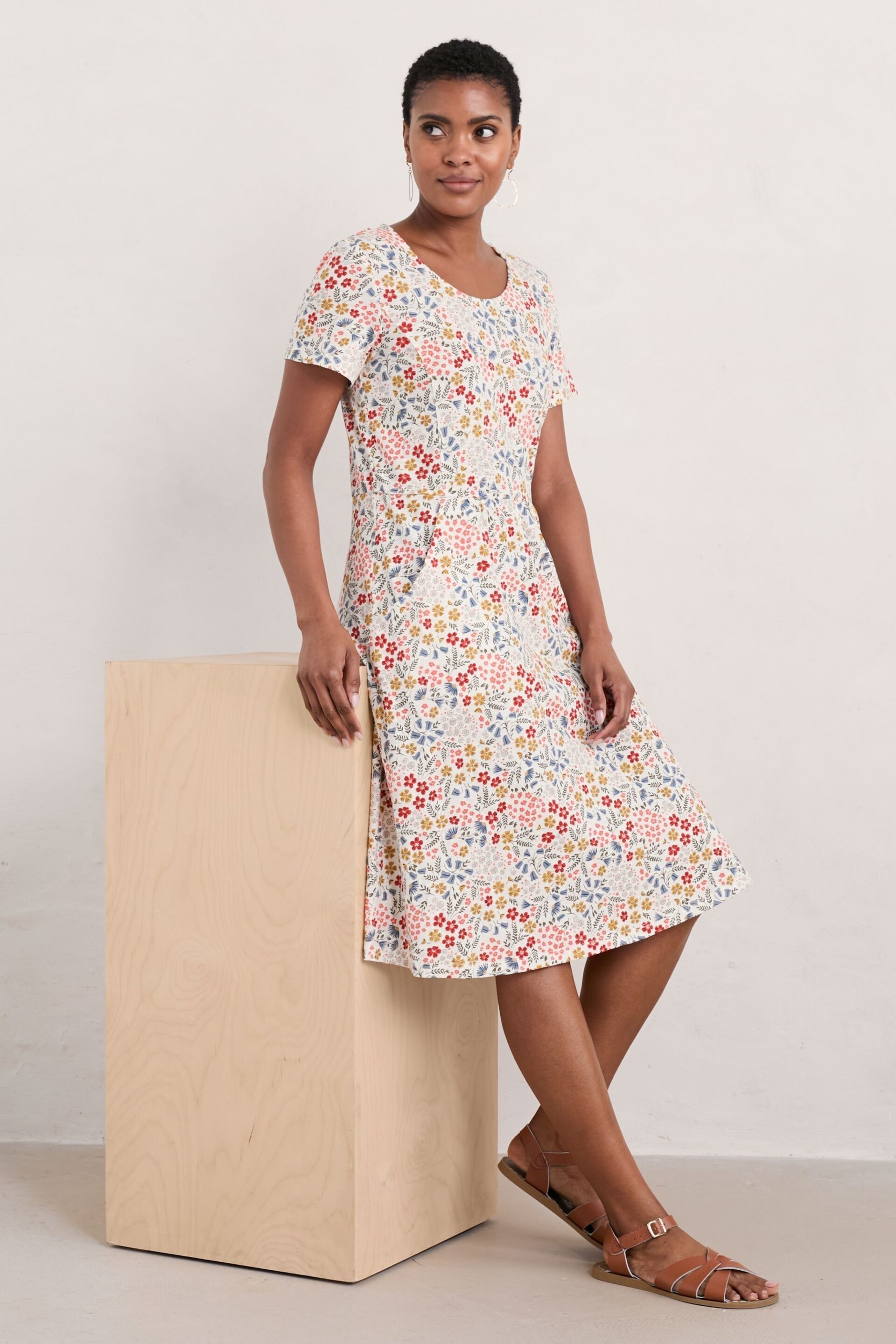 Seasalt Cornwall Multi Petite Multi Enor Fit and Flare Dress - Image 3 of 5