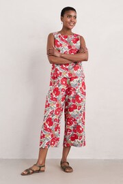 Seasalt Cornwall Red Multi Peaceful Haven Linen Culottes - Image 5 of 7