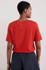 Seasalt Cornwall Red Burdock Organic Cotton V-Neck T-Shirt - Image 2 of 5