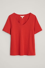 Seasalt Cornwall Red Burdock Organic Cotton V-Neck T-Shirt - Image 4 of 5