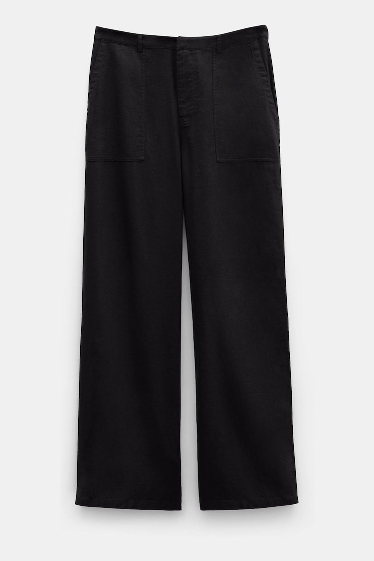 Hush Black Raye Linen Straight Leg Trousers - Image 5 of 5