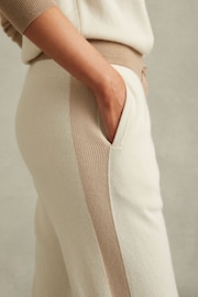 Reiss Camel/Ivory Eve Wool Blend Colourblock Joggers - Image 3 of 5