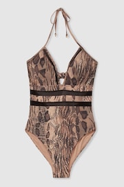 Reiss Mink Hope Snake Print Mesh Swimsuit - Image 2 of 5