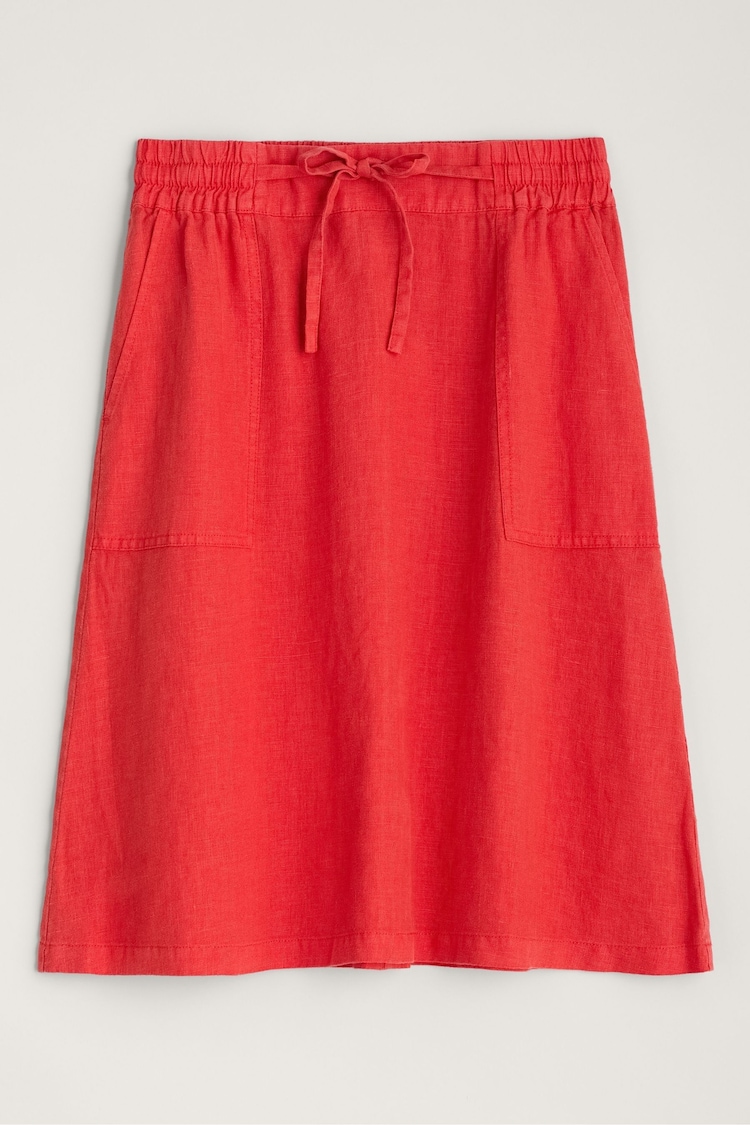 Seasalt Cornwall Red 100% Cotton Pepper Moth Linen Skirt - Image 5 of 5