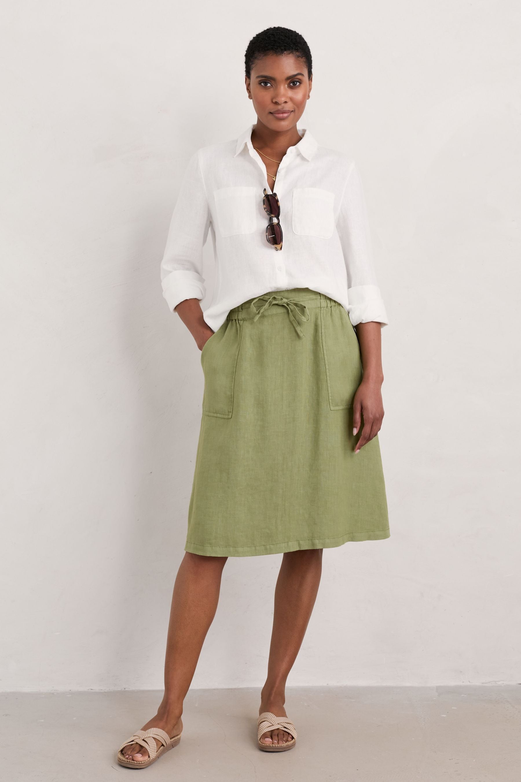 Linen skirt knee length clearance