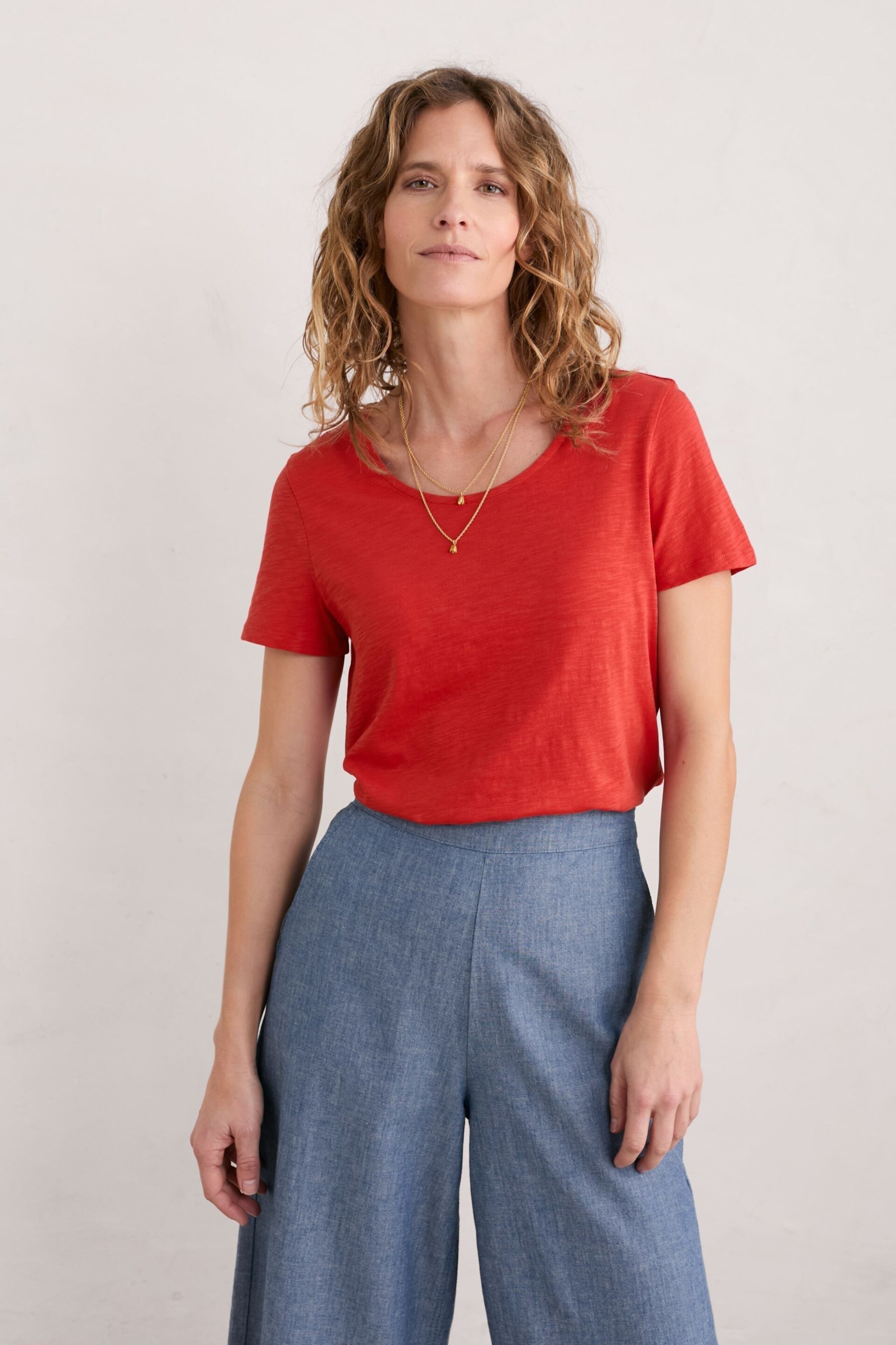 Seasalt Cornwall Red Camerance Scoop Neck T-Shirt - Image 1 of 5