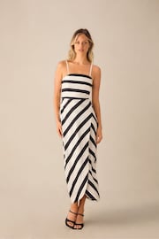 Ro&Zo Black Stripe Penelope Bandeau Wrap Dress - Image 1 of 6