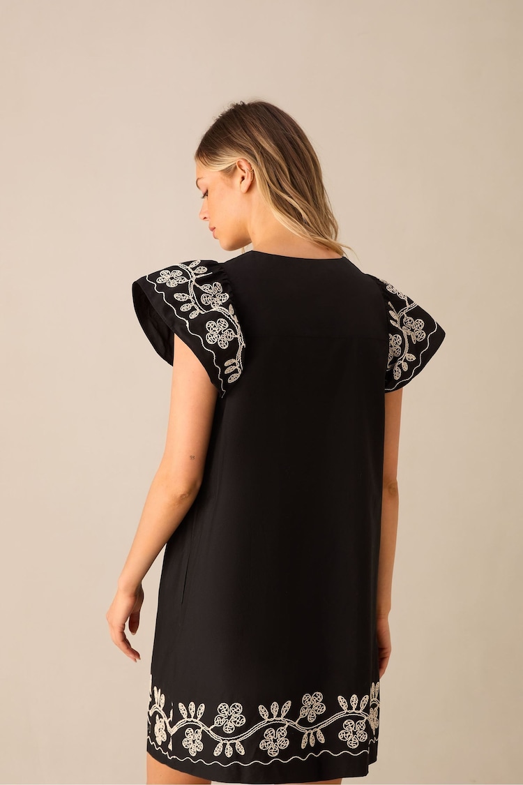 Ro&Zo Black Embroidery Frill Short Dress - Image 8 of 8