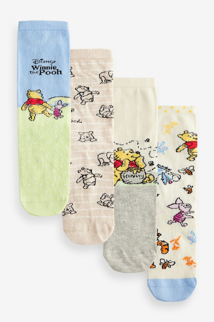 Blue / Green Winnie The Pooh Ankle Socks 4 Pack - Image 1 of 5