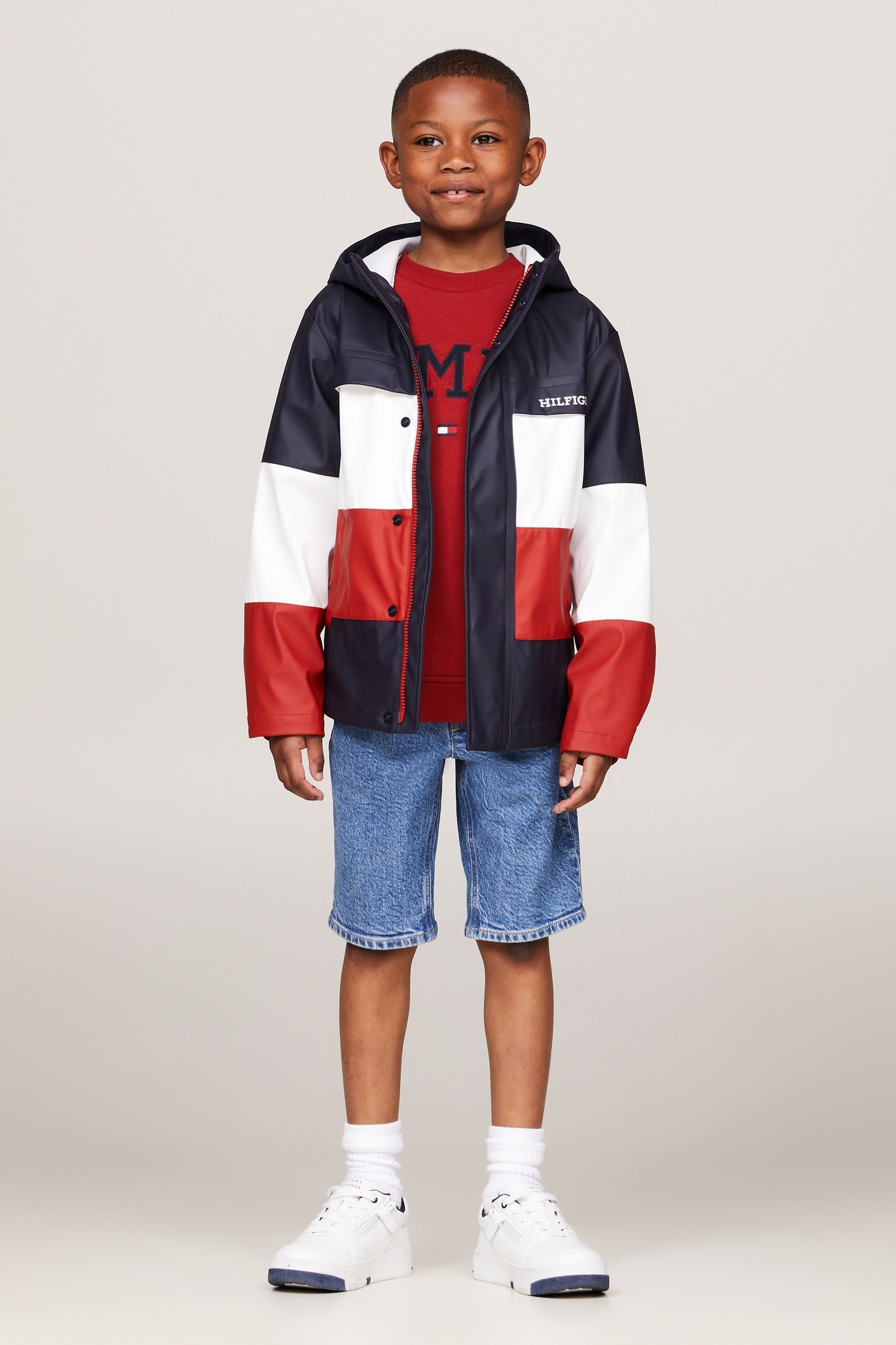 Buy Tommy Hilfiger Red Colourblock Long Windbreaker from the Next UK online shop