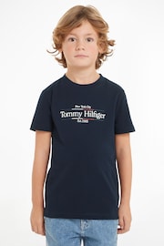 Tommy Hilfiger Blue Regular Fit Icon Print T-Shirt - Image 1 of 6