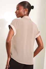 Lipsy Gold Satin Chiffon Pocket Shirt - Image 4 of 4