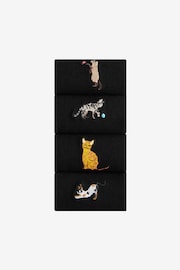 Cute Cats Embroidered Motif Ankle Socks 4 Pack - Image 2 of 8