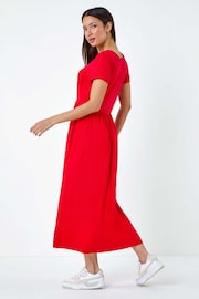 Dusk Red Stretch Gathered Pocket T-Shirt Dress - Image 3 of 5