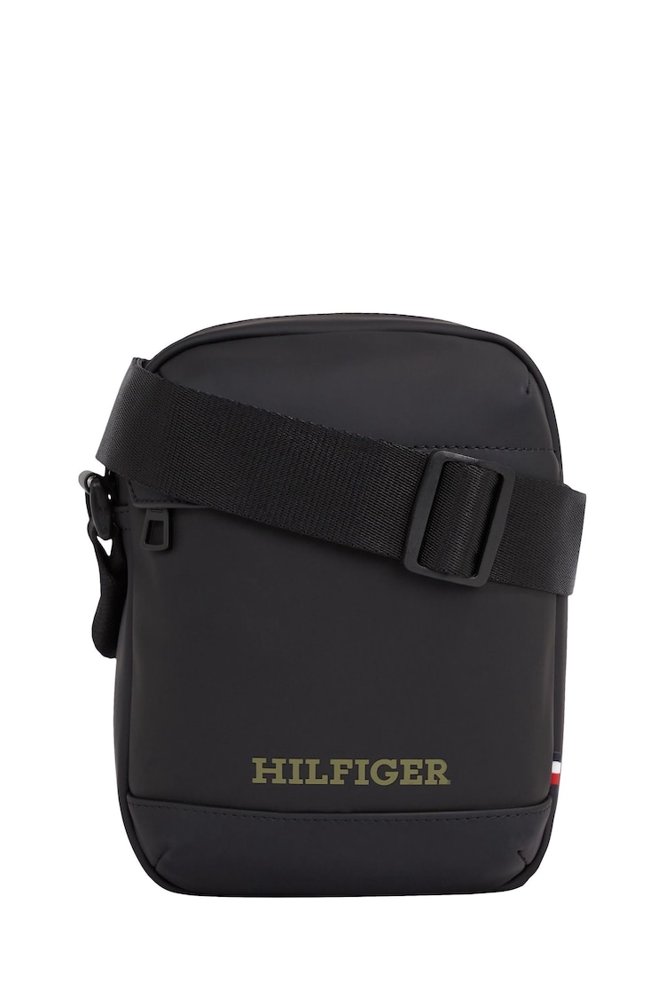 Tommy Hilfiger Black Monotype PU Mini Reporter Bag - Image 1 of 4