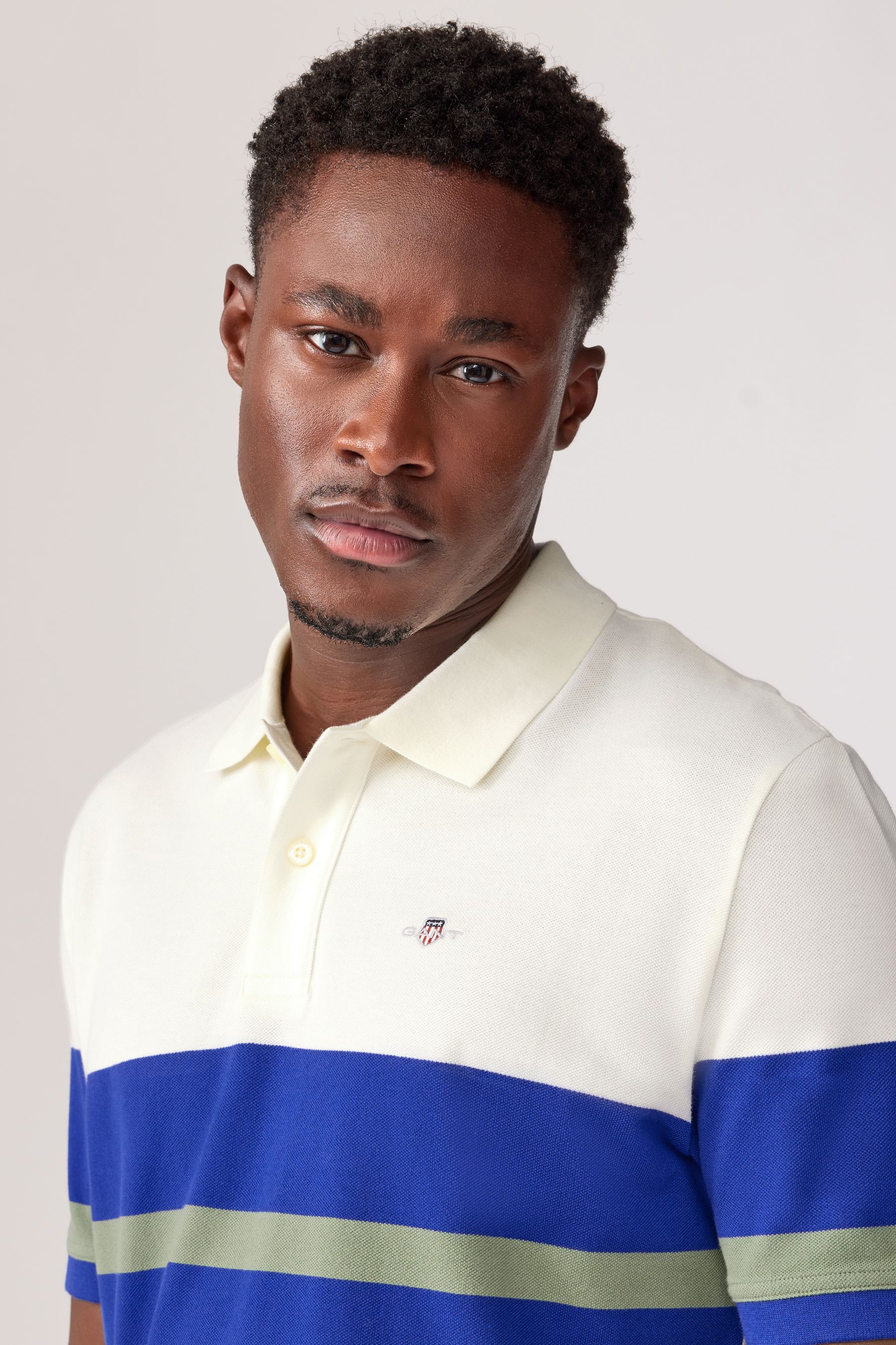 GANT Cream Washed 100 Cotton Multi Stripe Polo Shirt