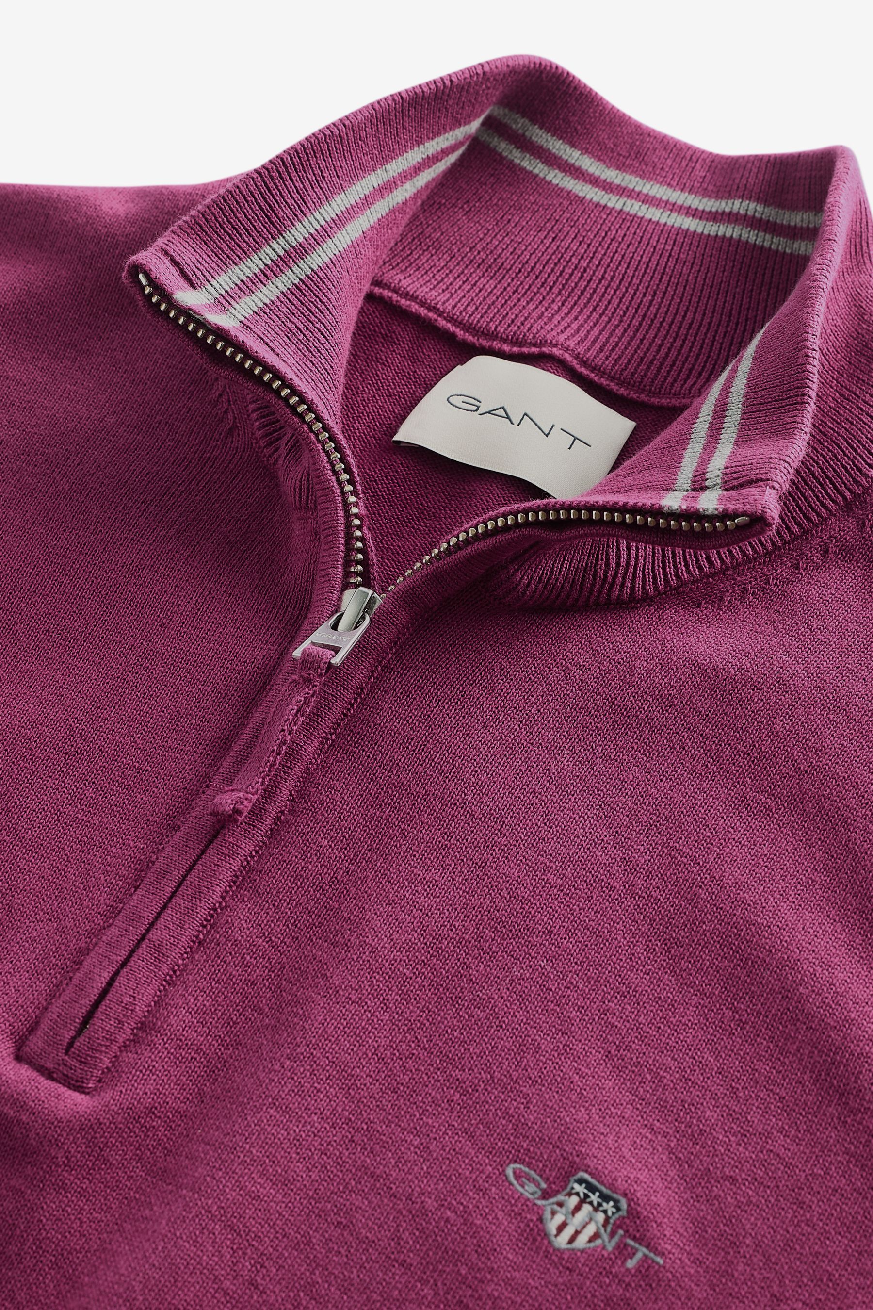 Buy GANT Purple Classic Cotton Half Zip Sweater from Next Canada