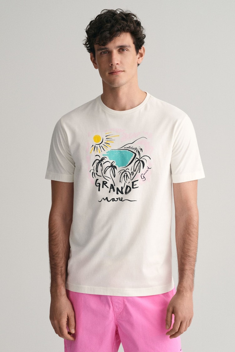 GANT Cream Printed T-Shirt - Image 1 of 5