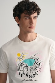 GANT Cream Printed T-Shirt - Image 4 of 5