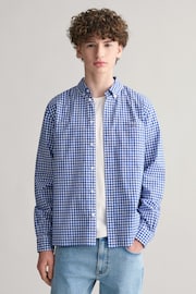 GANT Blue Teens Shield Gingham Poplin 100% Cotton Shirt - Image 1 of 7