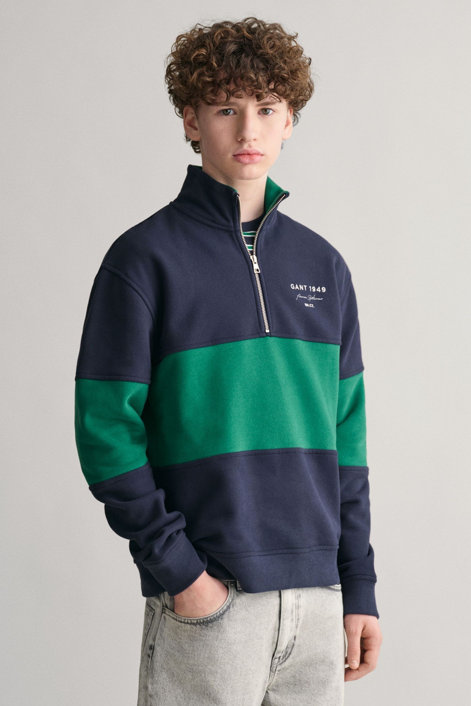 Colour block half zip sweatshirt shop
