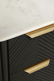 Black Valencia Marble and Mango Wood 2 Drawer Bedside Table - Image 3 of 7